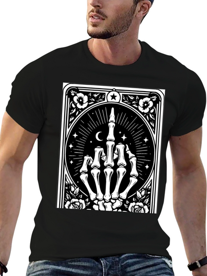 Camiseta Negra con Diseño de Mano Esquelética
