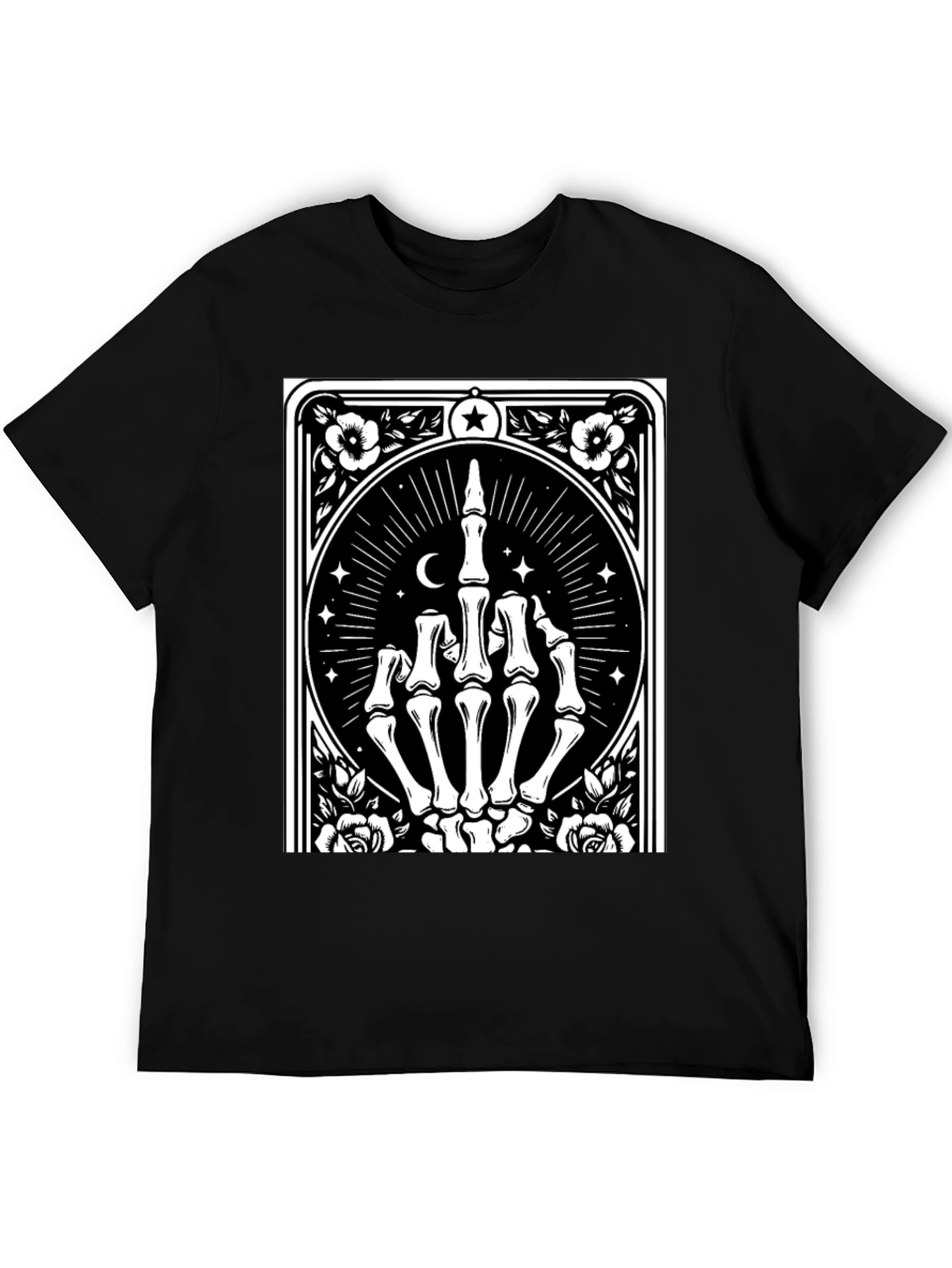 Camiseta Negra con Diseño de Mano Esquelética