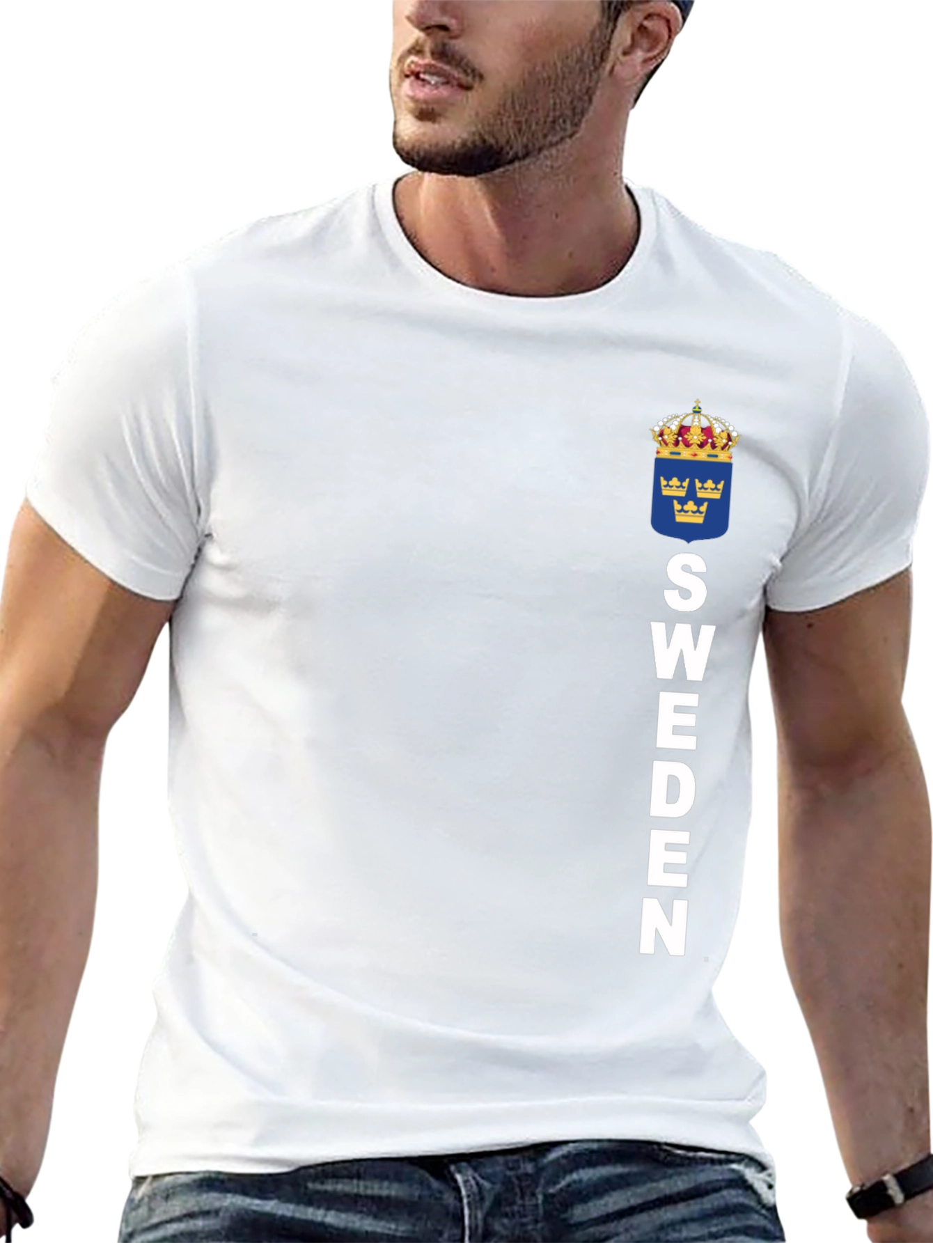 Camiseta Suecia Negra con Escudo y Letras