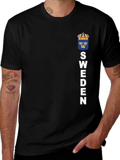 Camiseta Suecia Negra con Escudo y Letras