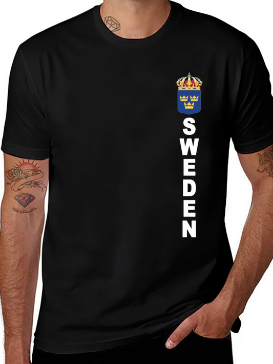 Camiseta Suecia Negra con Escudo y Letras