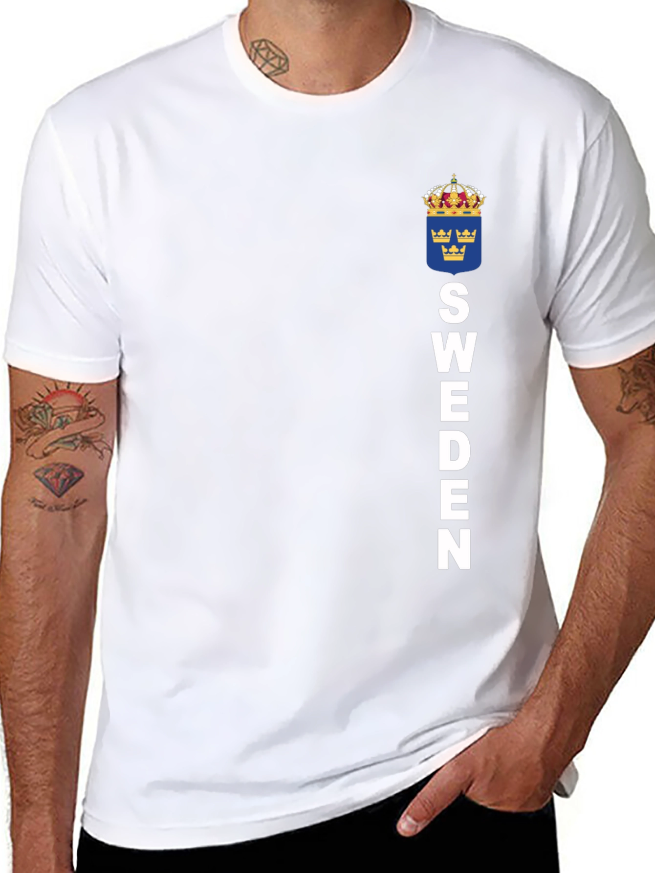 Camiseta Suecia Negra con Escudo y Letras