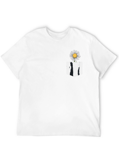 Camiseta Negra con Bolsillo Floral
