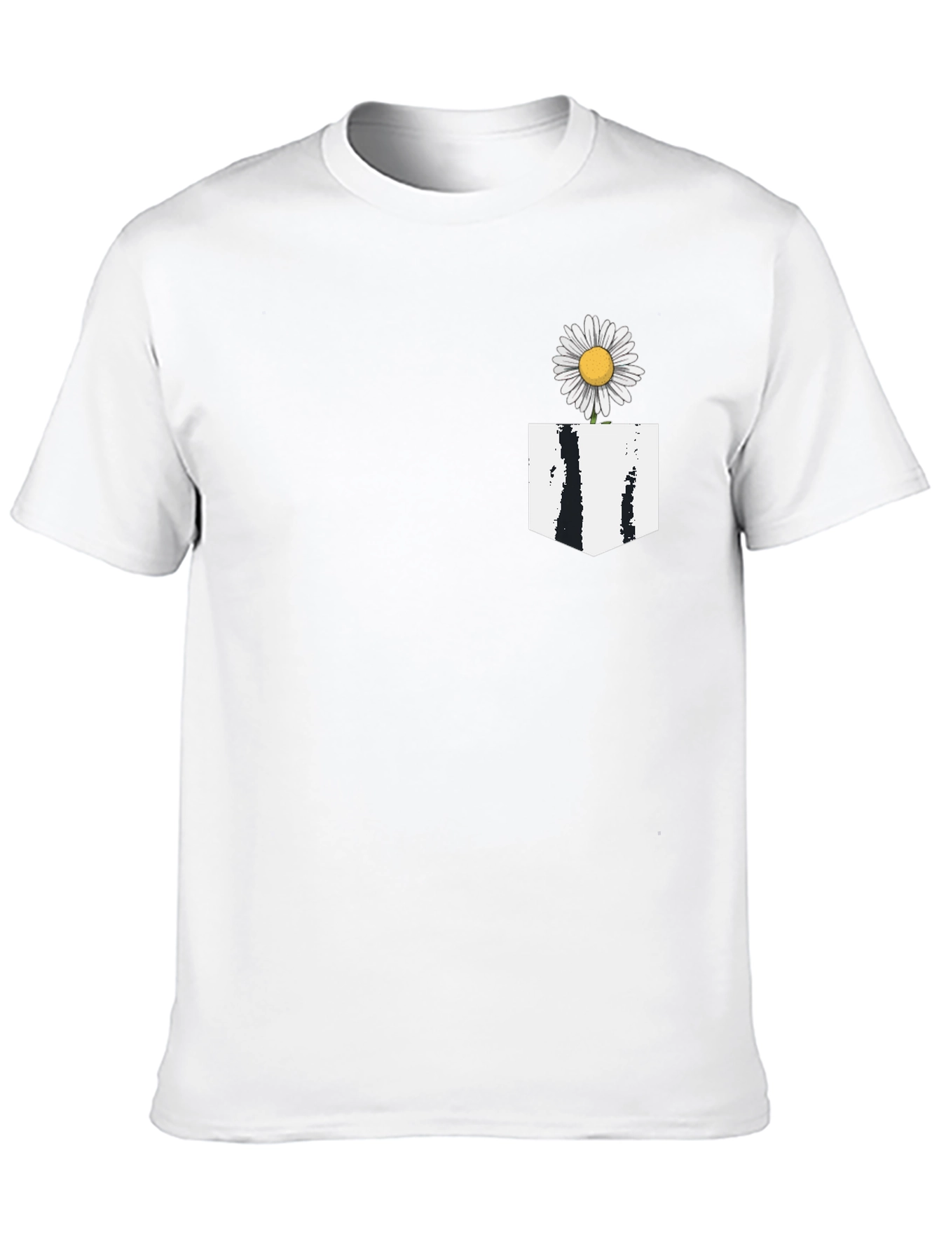 Camiseta Negra con Bolsillo Floral