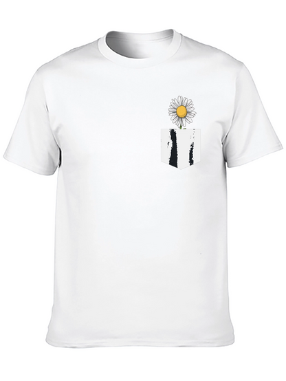Camiseta Negra con Bolsillo Floral