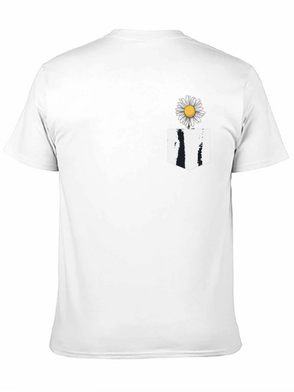 Camiseta Negra con Bolsillo Floral
