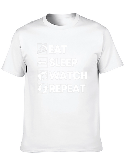 Camiseta Negra: Comer Dormir Ver Repetir