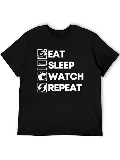 Camiseta Negra: Comer Dormir Ver Repetir