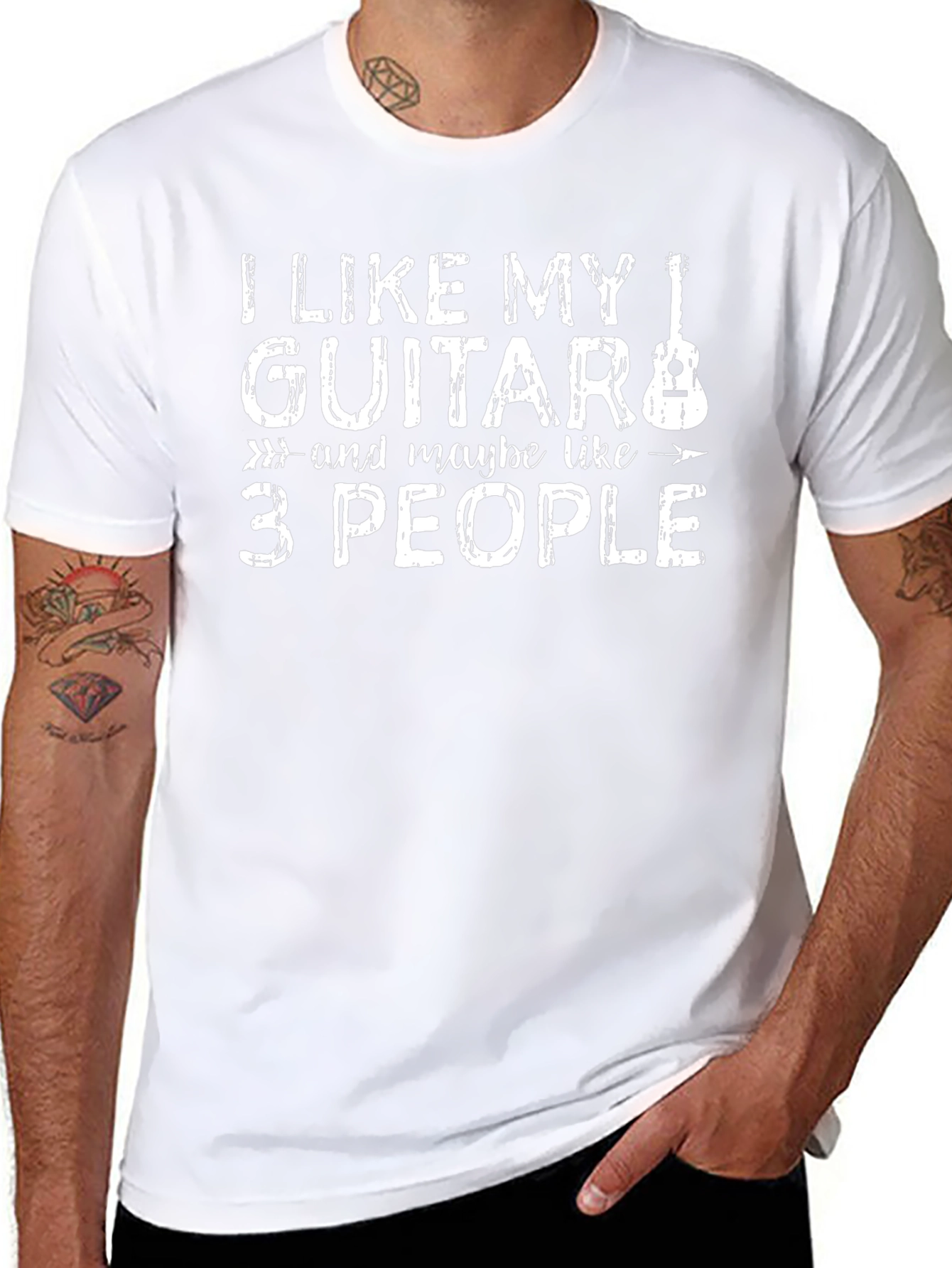 Camiseta Negra: Guitarra y 3 Personas
