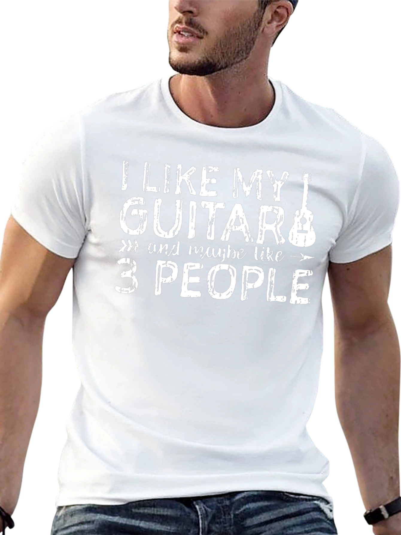 Camiseta Negra: Guitarra y 3 Personas