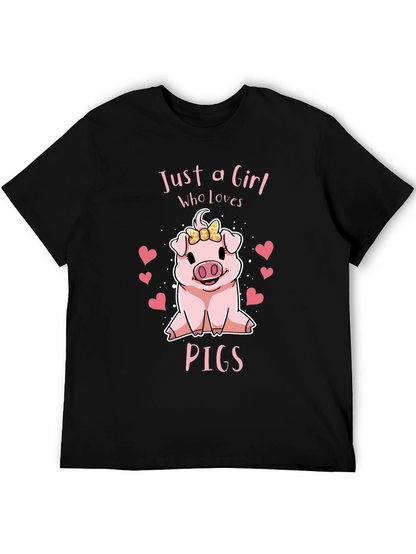 Camiseta Negra Just a Girl Who Loves Pigs