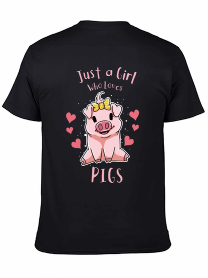 Camiseta Negra Just a Girl Who Loves Pigs