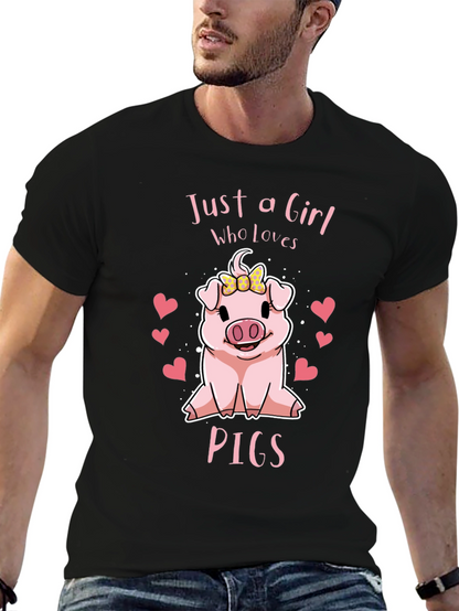 Camiseta Negra Just a Girl Who Loves Pigs