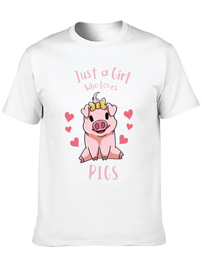 Camiseta Negra Just a Girl Who Loves Pigs