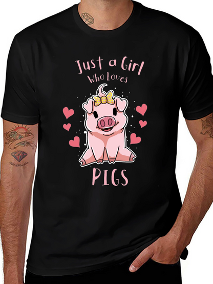 Camiseta Negra Just a Girl Who Loves Pigs