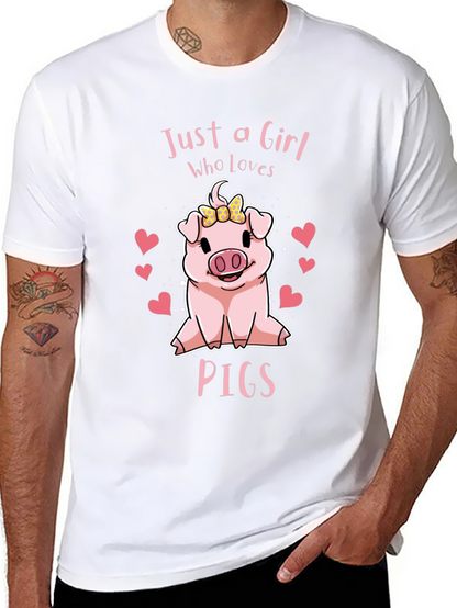 Camiseta Negra Just a Girl Who Loves Pigs