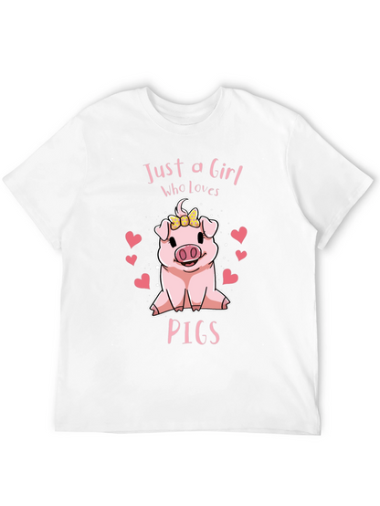 Camiseta Negra Just a Girl Who Loves Pigs