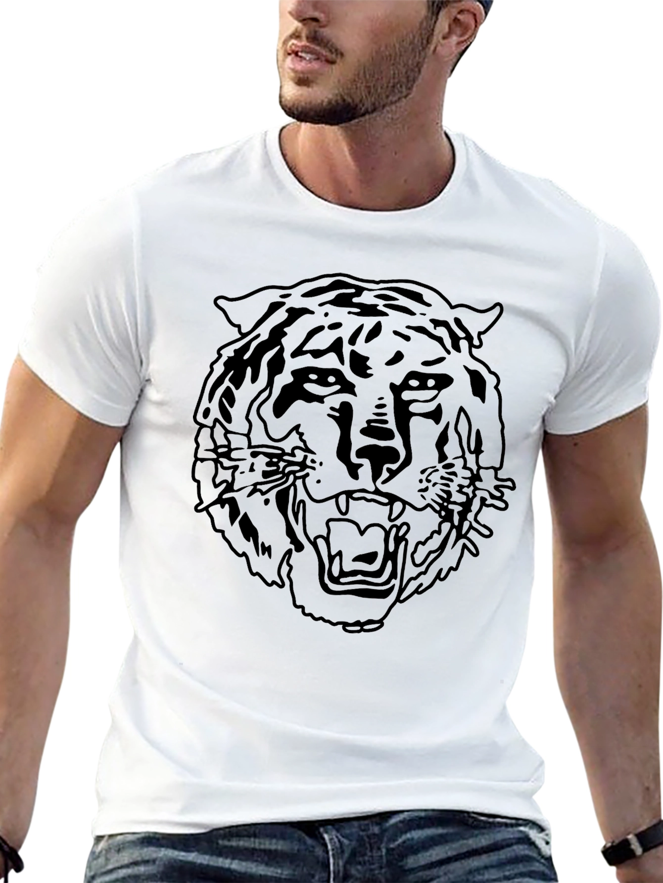 Camiseta Negra con Diseño de Tigre