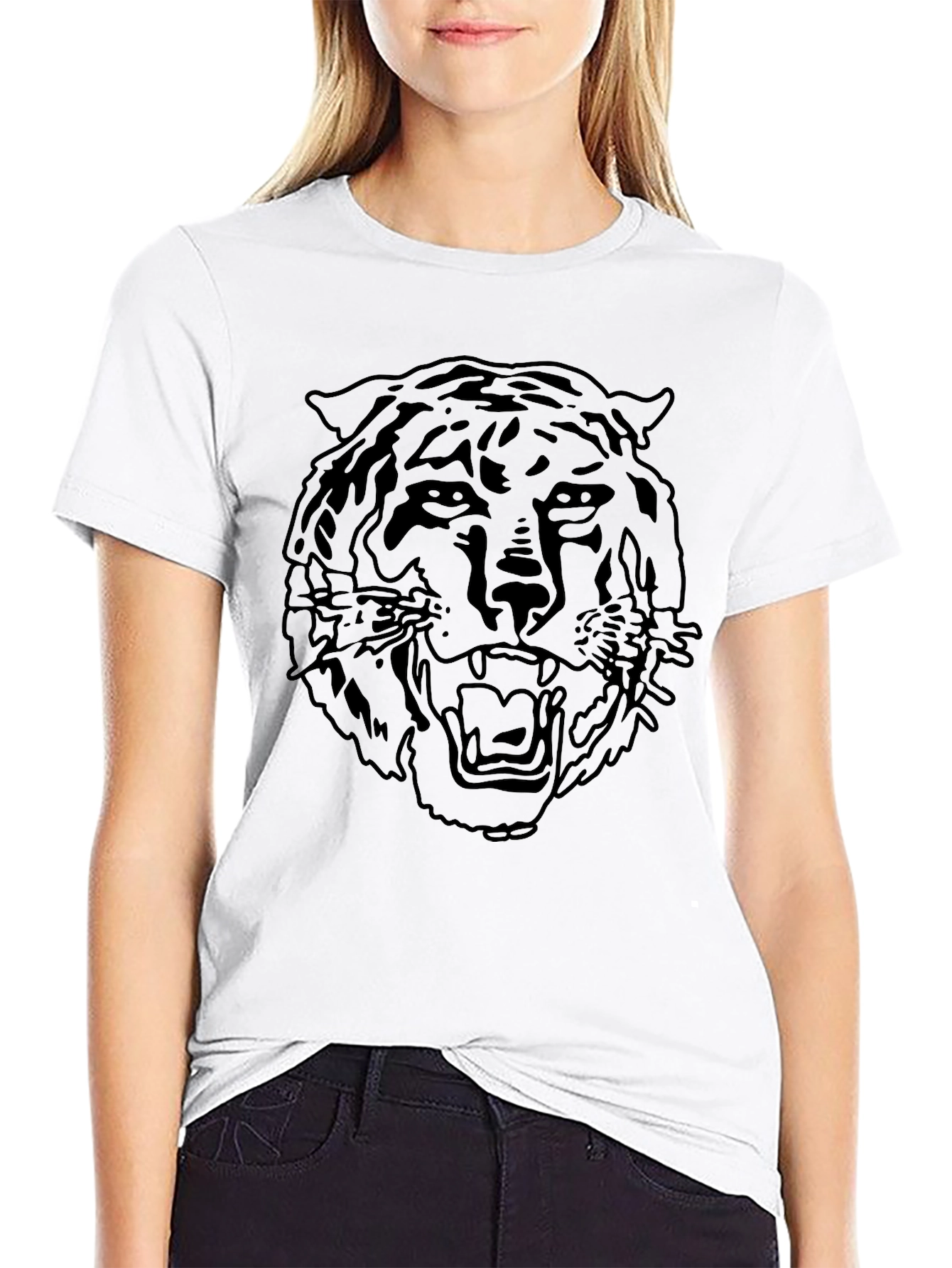 Camiseta Negra con Diseño de Tigre