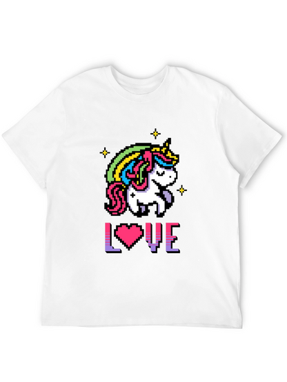 Camiseta Negra Unicornio Pixelado Amor