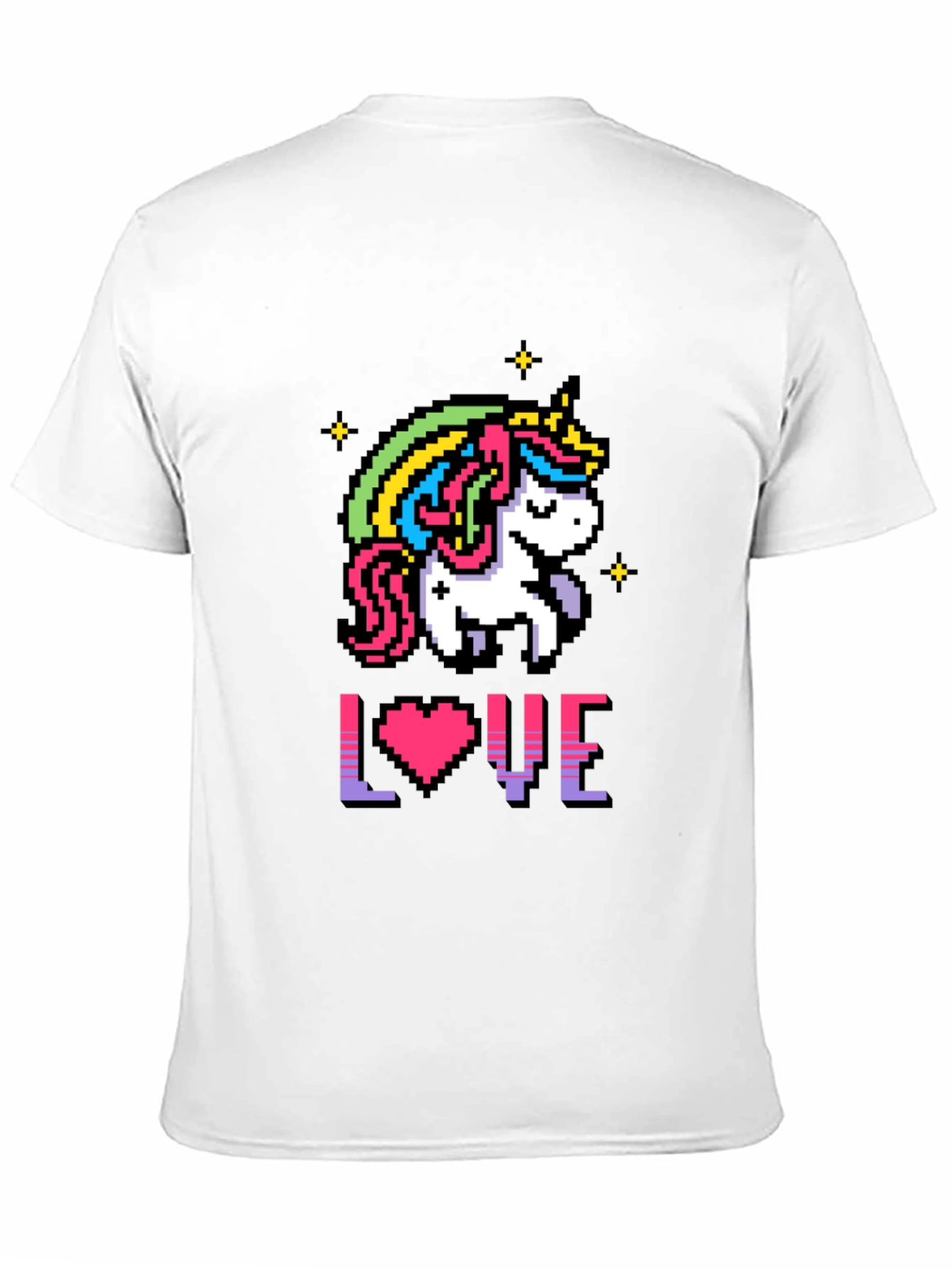 Camiseta Negra Unicornio Pixelado Amor