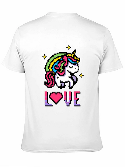 Camiseta Negra Unicornio Pixelado Amor