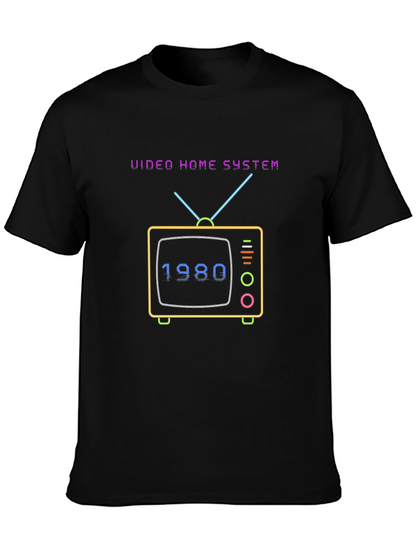 Camiseta Negra Retro Video Home System 1980