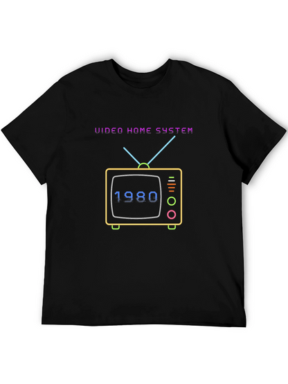 Camiseta Negra Retro Video Home System 1980