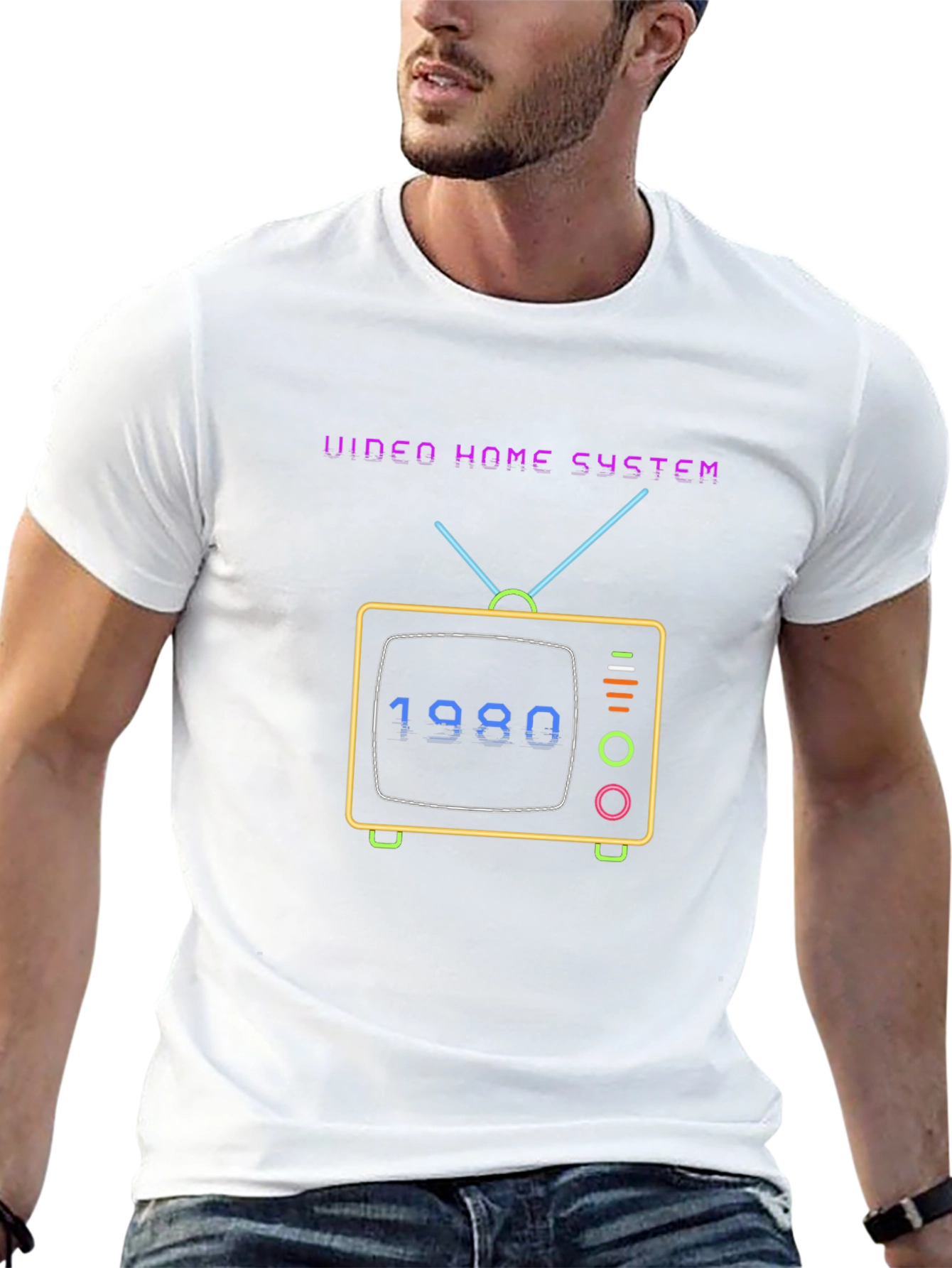 Camiseta Negra Retro Video Home System 1980