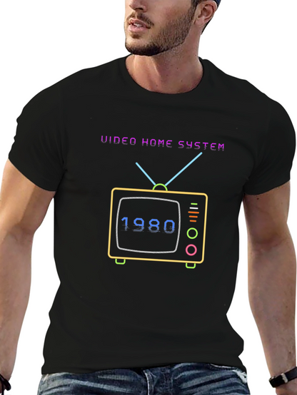 Camiseta Negra Retro Video Home System 1980