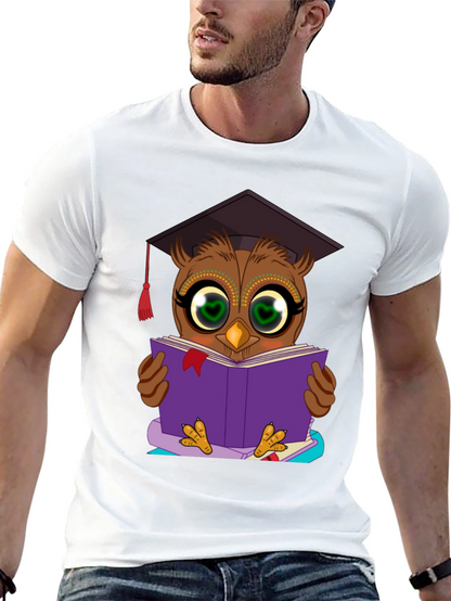 Camiseta Hombre Búho Lector Graduado