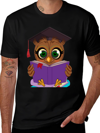 Camiseta Hombre Búho Lector Graduado
