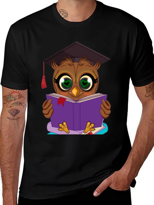 Camiseta Hombre Búho Lector Graduado