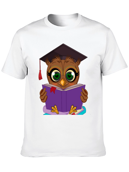 Camiseta Hombre Búho Lector Graduado