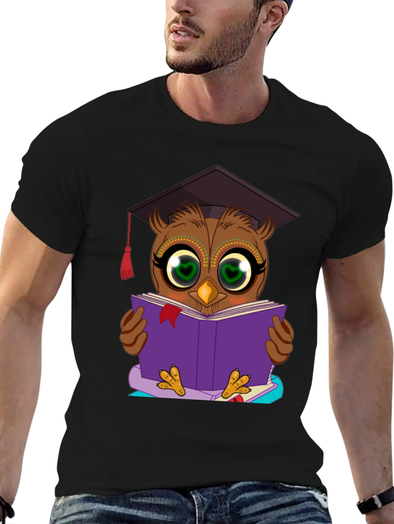 Camiseta Hombre Búho Lector Graduado