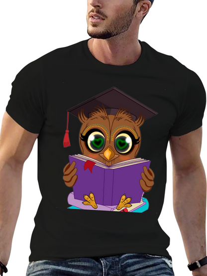 Camiseta Hombre Búho Lector Graduado