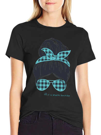 Camiseta Mujer Moño Desordenado Mamá