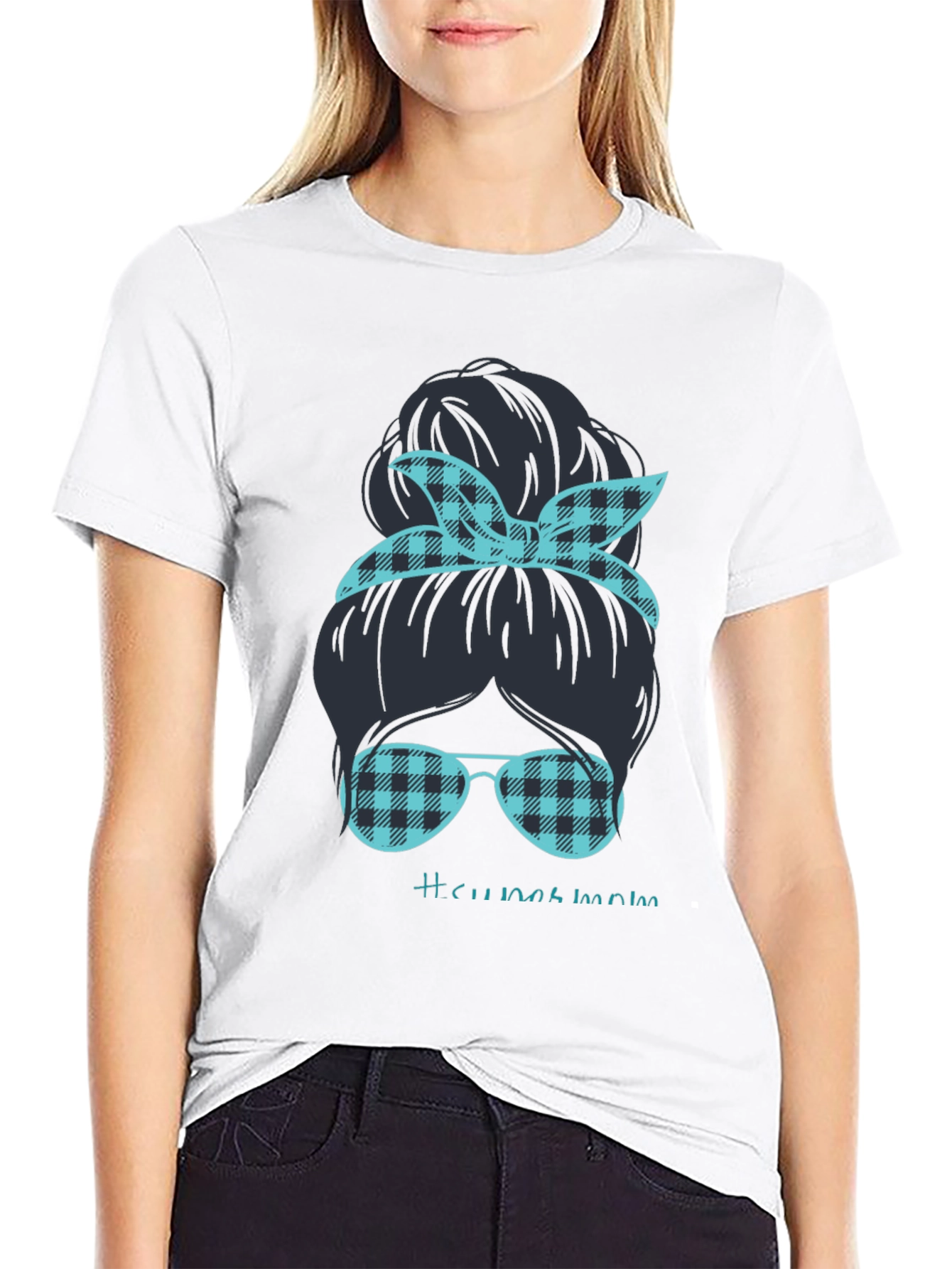 Camiseta Mujer Moño Desordenado Mamá