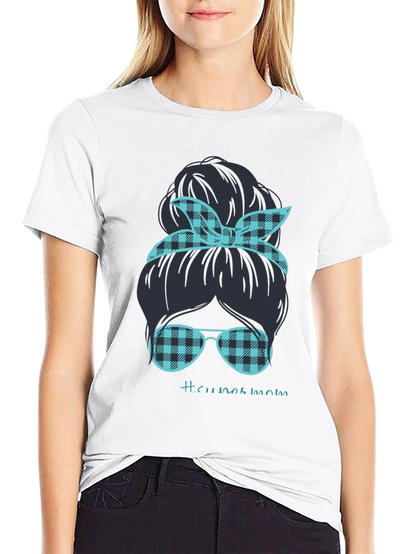 Camiseta Mujer Moño Desordenado Mamá