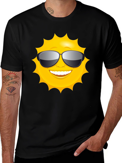 Camiseta Negra con Diseño de Sol Sonriente