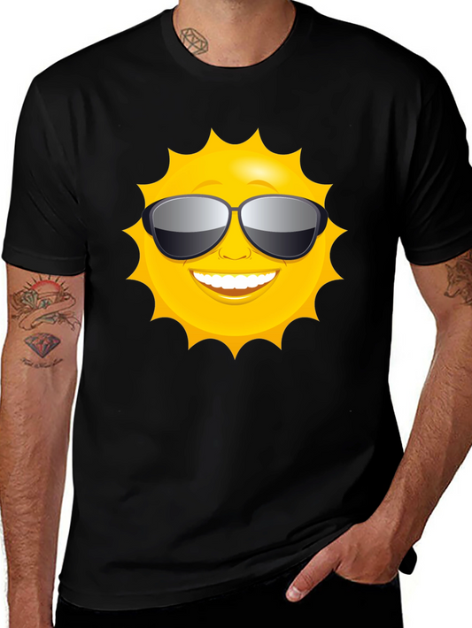 Camiseta Negra con Diseño de Sol Sonriente