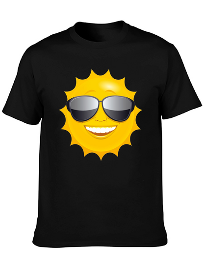 Camiseta Negra con Diseño de Sol Sonriente