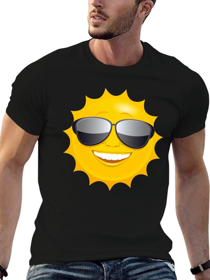 Camiseta Negra con Diseño de Sol Sonriente