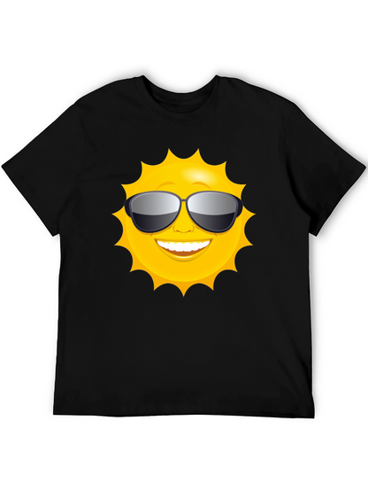 Camiseta Negra con Diseño de Sol Sonriente