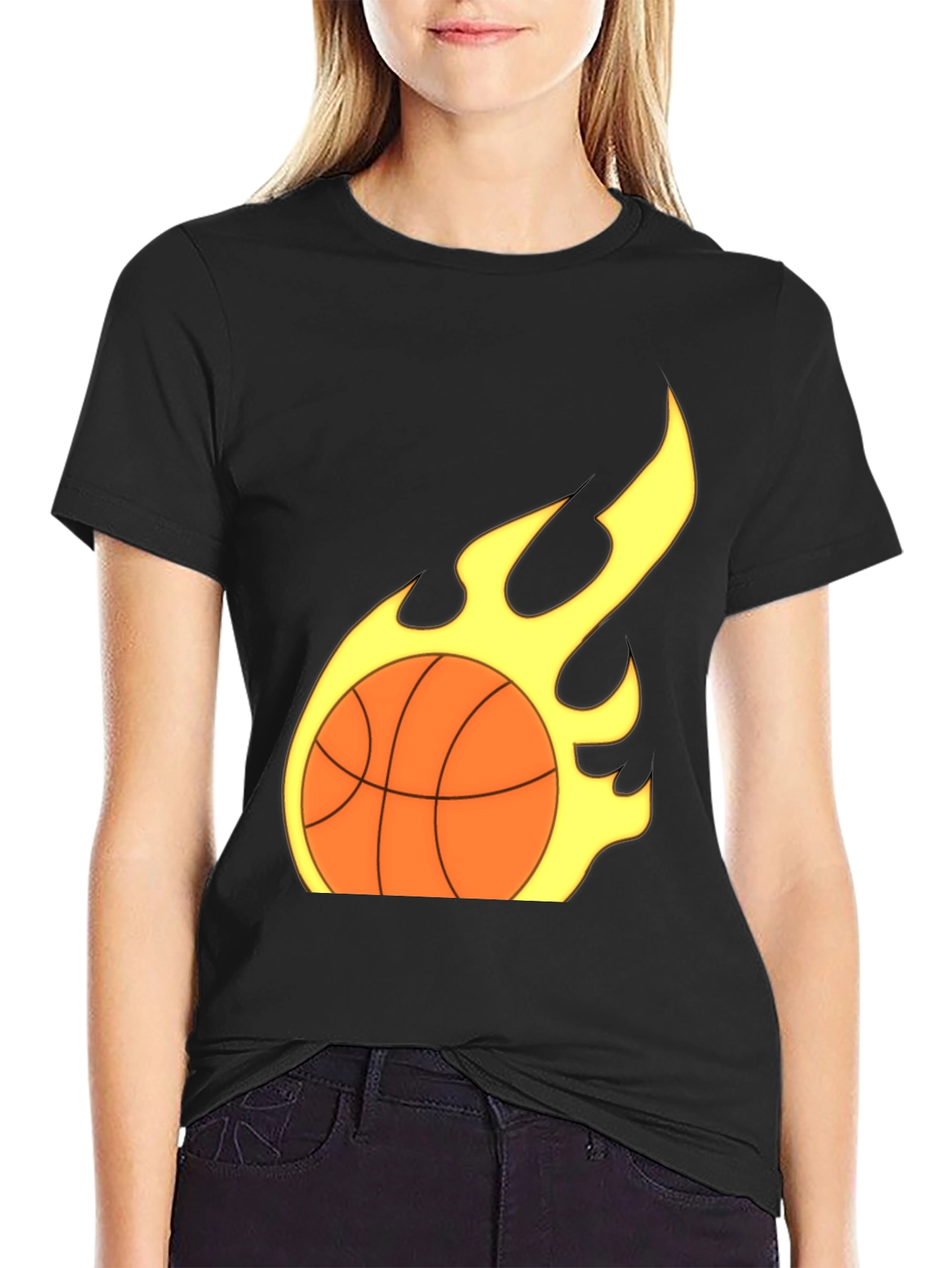 Camiseta Negra Baloncesto en Llamas