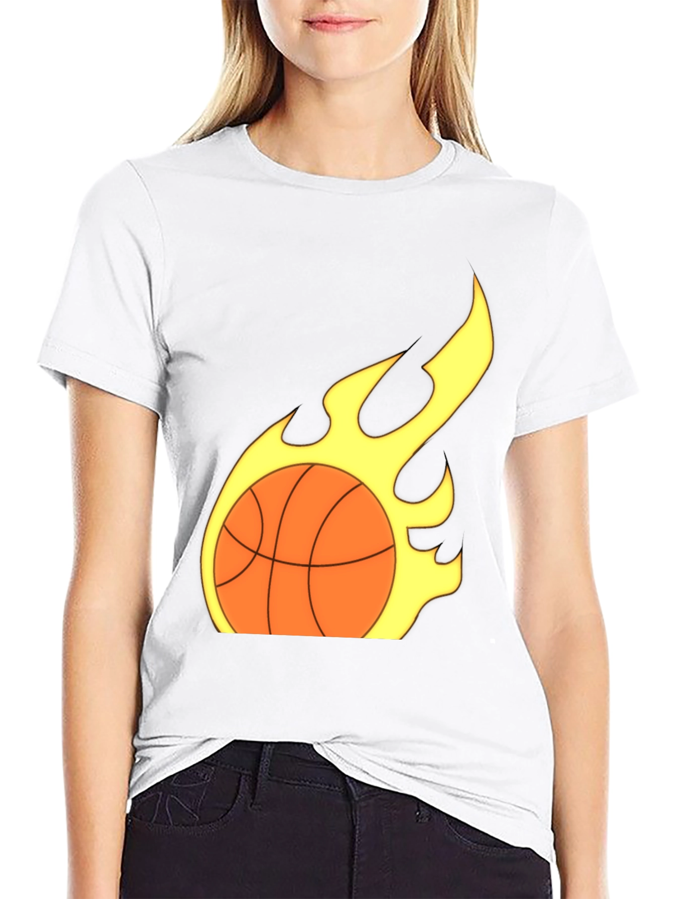 Camiseta Negra Baloncesto en Llamas