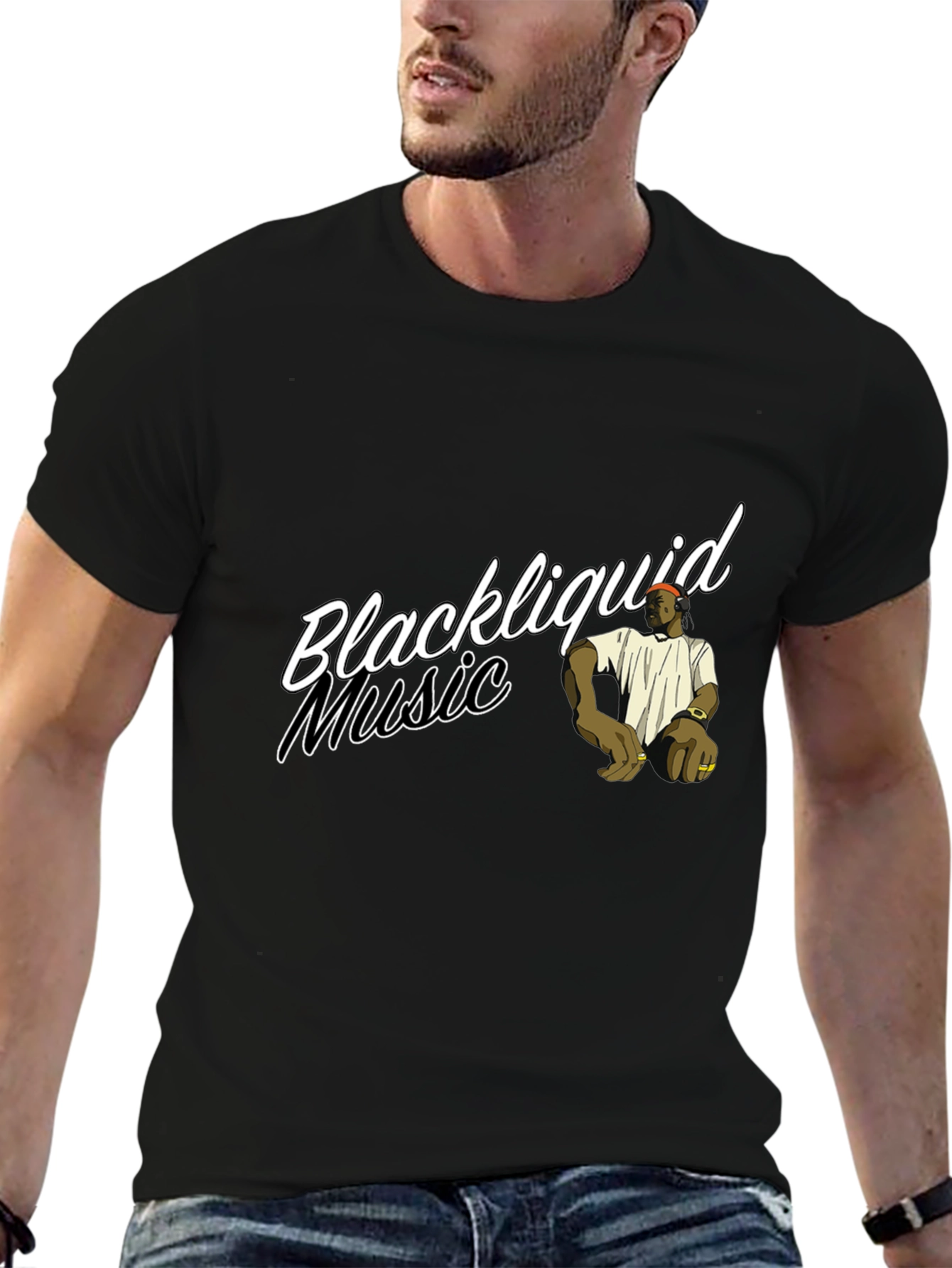 Camiseta Negra Blackliquid Music Diseño Original
