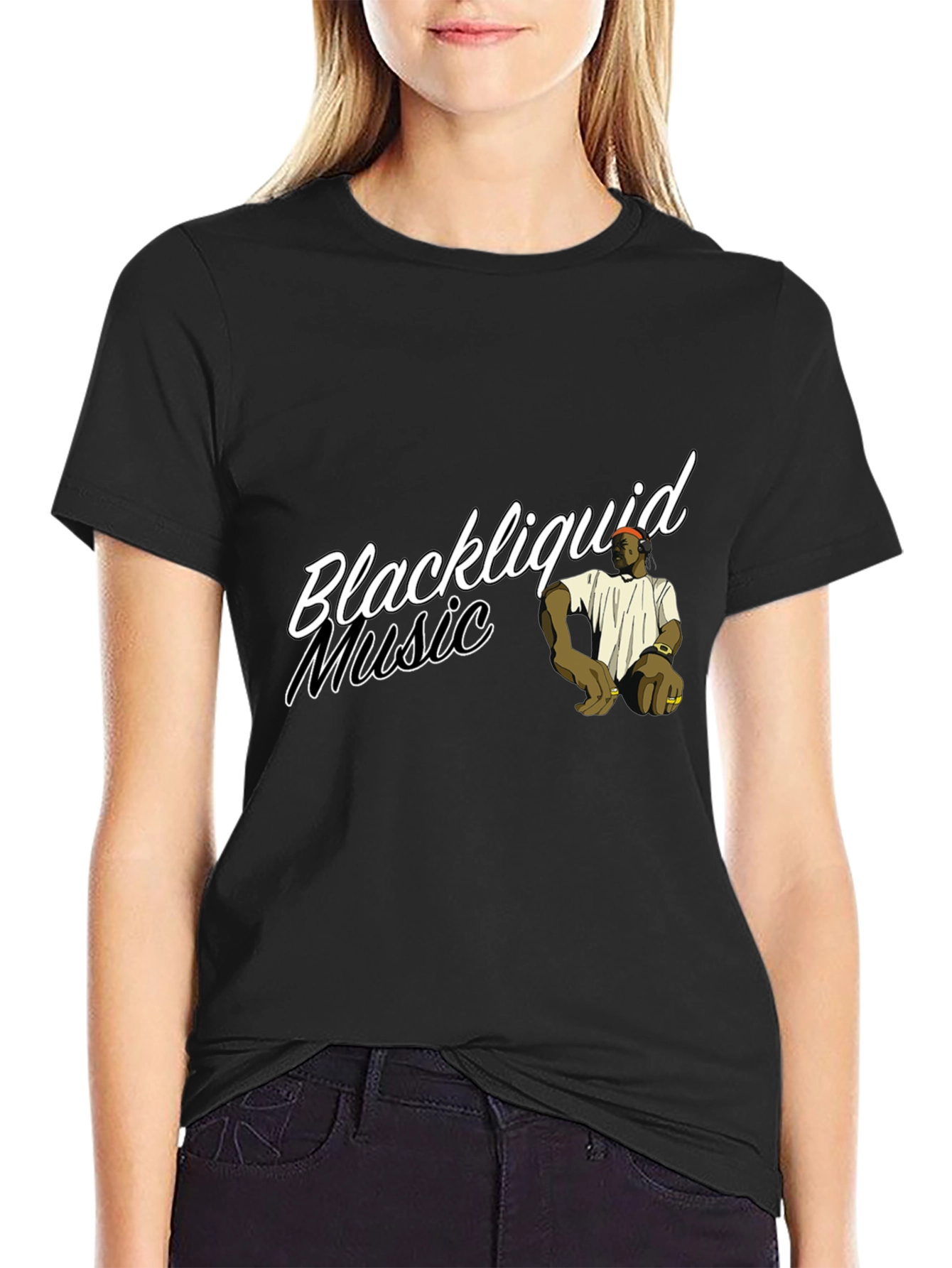Camiseta Negra Blackliquid Music Diseño Original