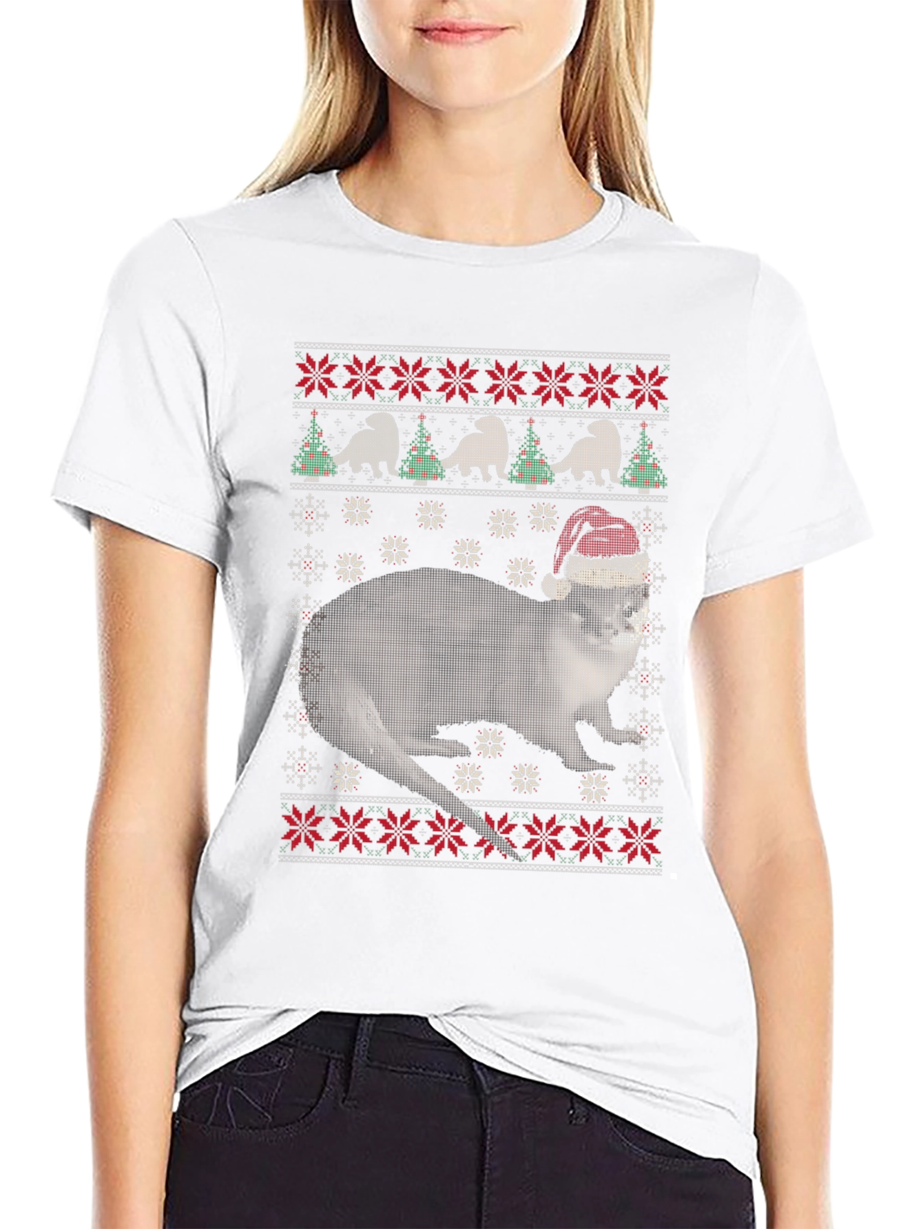 Camiseta Navideña con Diseño de Nutria Festiva