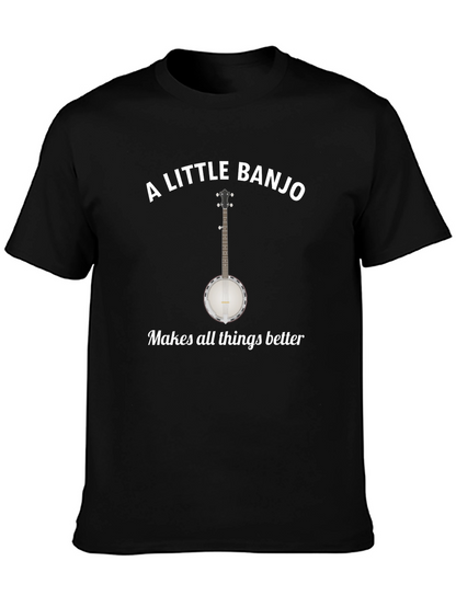 Camiseta Negra A Little Banjo Makes Things Better